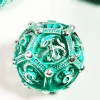 "Sharp Edge Zinc Alloy DnD Dice Set - 7 Piece Metal Hollow Blue Polyhedral Dice for RPG and Tabletop Games" 4