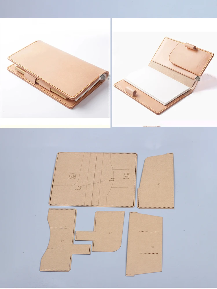 Leather craft template sewing template notebook sewing pattern 13x23x2cm