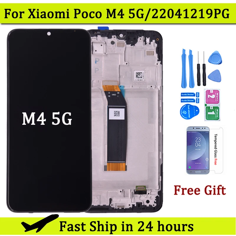 

ЖК-дисплей 6,58 дюйма для Xiaomi Poco M4 5G, ЖК-дисплей, сенсорный экран, дигитайзер, ЖК-запчасти для POCO M4 5G 22041219PG дисплей