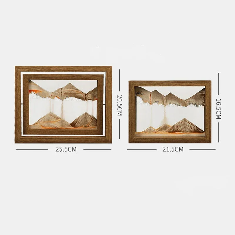 Rotatable Moving Sand Art Picture Square Quicksand Hourglass 3D Sandscape Wooden Frame Flowing Sand Painting Home Decor Gifts