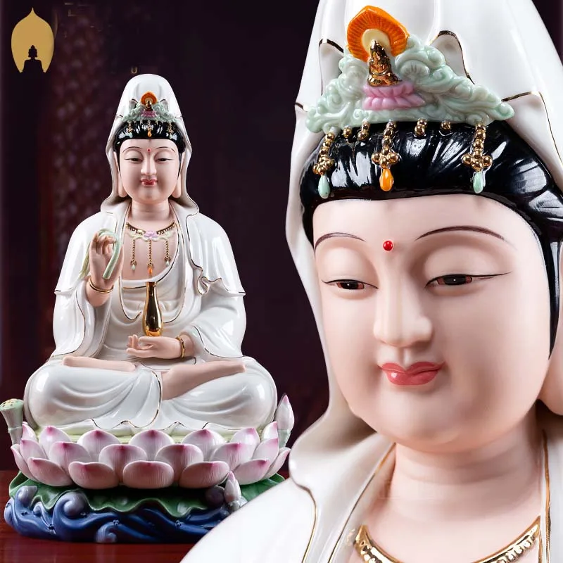 

A+ high grade Porcelain GUAN YIN PUSA BUDDHA Asia home Altar shop Worship efficacious Goddess Talisman family Mascot statue 30CM