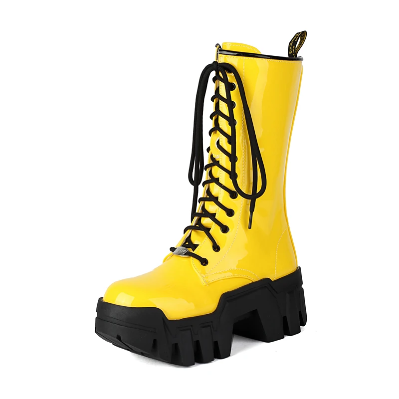 靴 yellowTOKYO BLACK CHUNKY HEEL SHORTBOOTS YELLO / TOKYO BLACK CHUNKY HEEL SHORT BOOTS