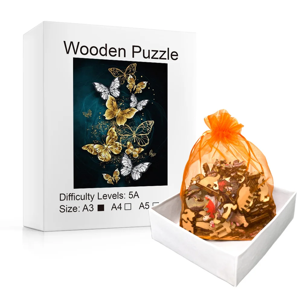 New Wooden Cool Butterfly Creative Gift Wrap Adult Children Difficult Stress Relief Animal Irregular Puzzle Toy