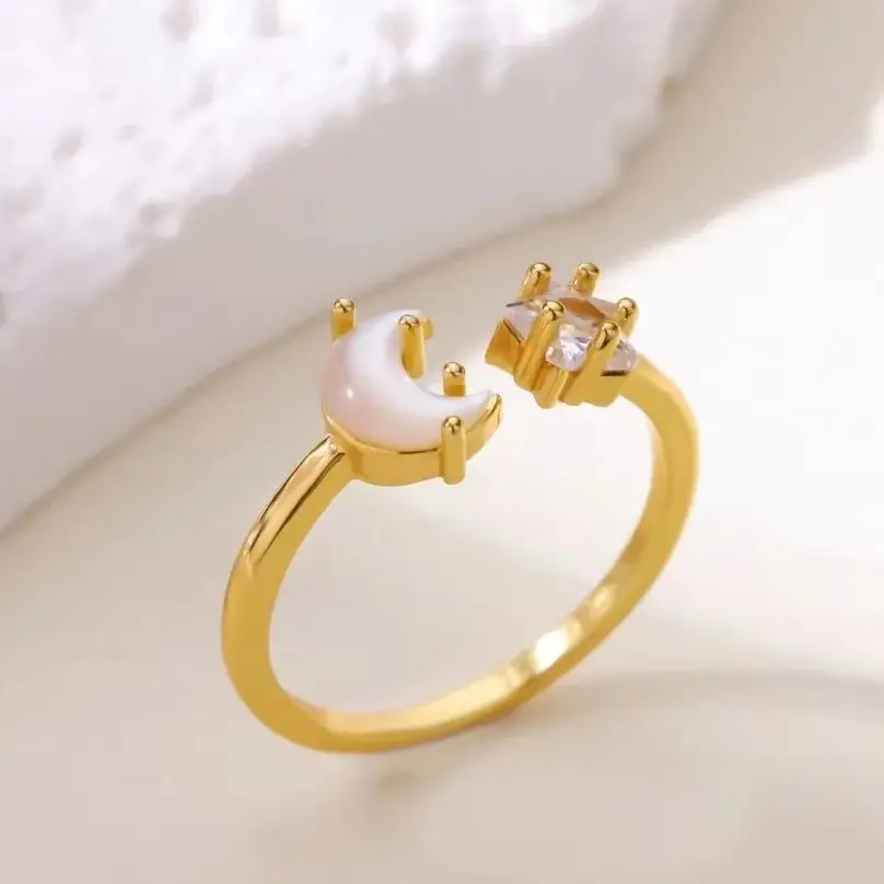 Zircon Star Rings for Women Gold Adjustable