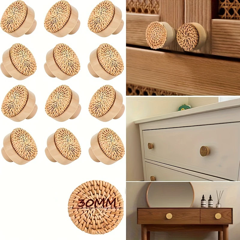 Pomos Madera Nogal Pomos Redondos De Madera De Nogal 4.5 Cm, Estilo Escandinavo, Para Muebles, Hechos A Mano (Pack De 4) Armario 4 Puertas