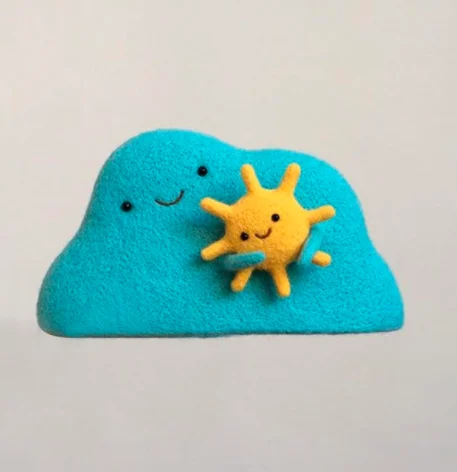 Weather brooch, raindrops, lightning wool needlepoint kit wool felt needle felting decoration craft needlecraft DIY handmade