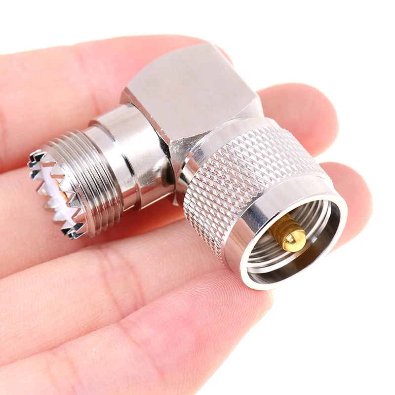 NEW 1 Pc UHF SO-239 Female To UHF PL-259 Male Rht Angle 90 Degree RF Connector Antenna Adapter