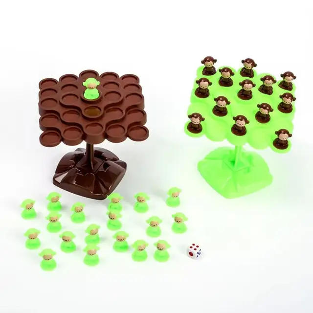 Stackable Mini Monkey Balance Tree Plastic Balancing Montessori Math Toy Random Color Desktop Toys Interaction Tabletop Game 6