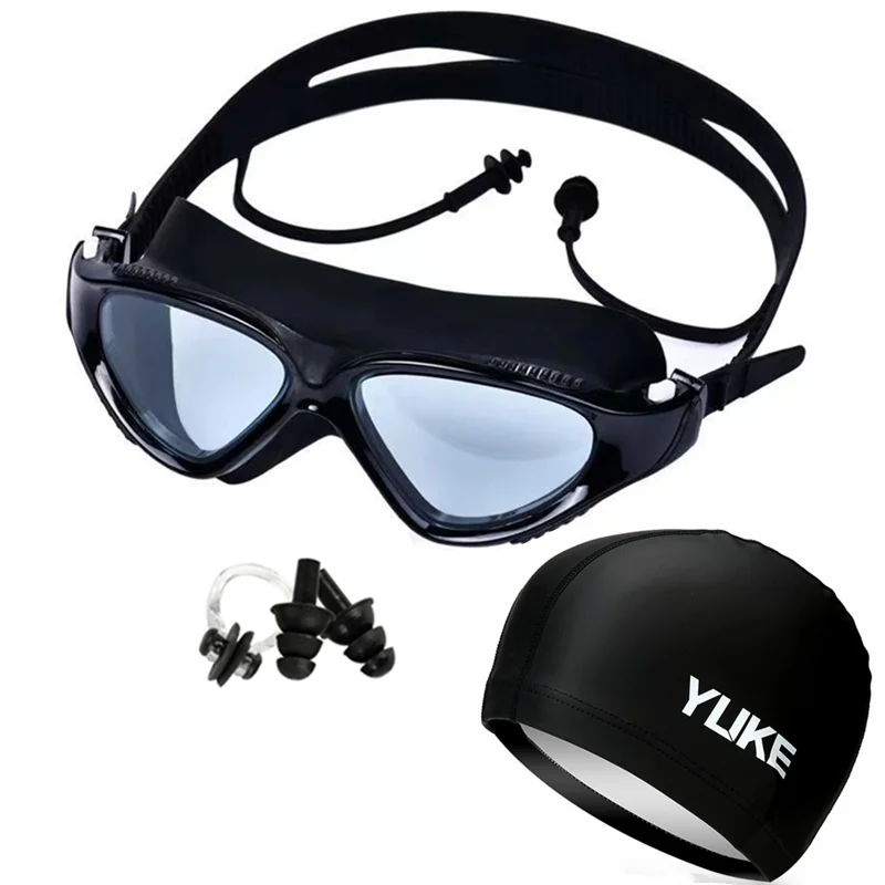 Swimming Goggles With Earplugs Nose Clip Cap Men Women
