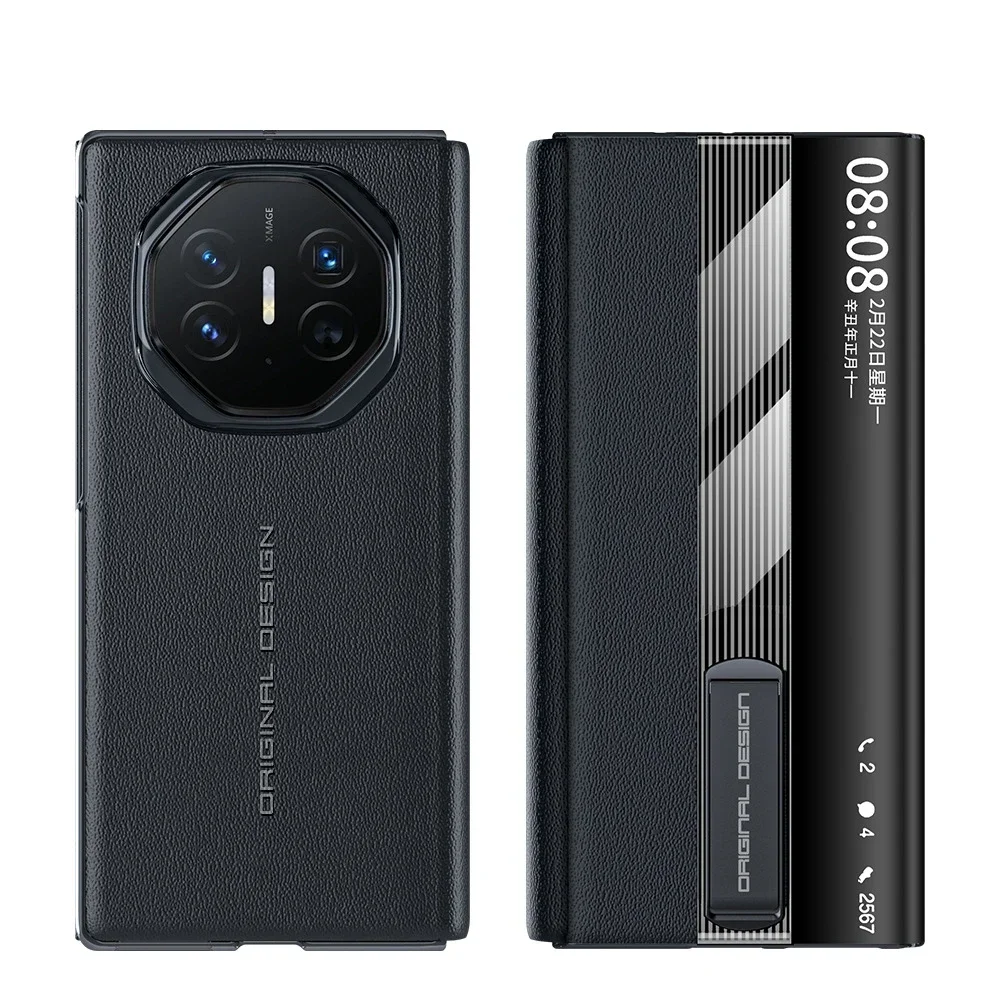 Leather Flip Cover with Kickstand and Smart View for Enhanced Phone Protection