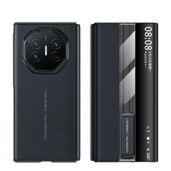 Leather Flip Cover with Kickstand and Smart View for Enhanced Phone Protection (Black)