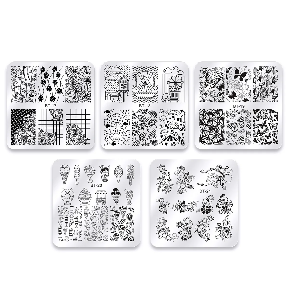 Description Picture 3 of itemNail Stamping Plates Animals Line Pictures Nail Art Plate Stamp Templates Flowers Marble Leaves DIY Nail Plate Stencils Printing