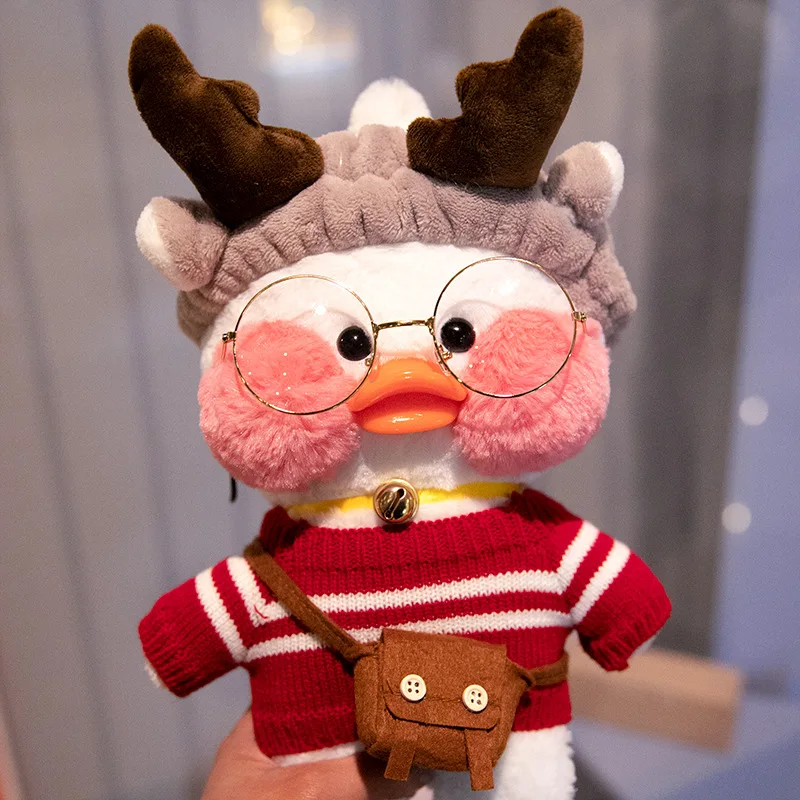 30CM Kawaii Cafe LaLafanfan Pato Yellow Patos Cartoon Animal Stuffed Plush Doll Toy Soft Stuffed Doll Kids Adult Birthday Gift