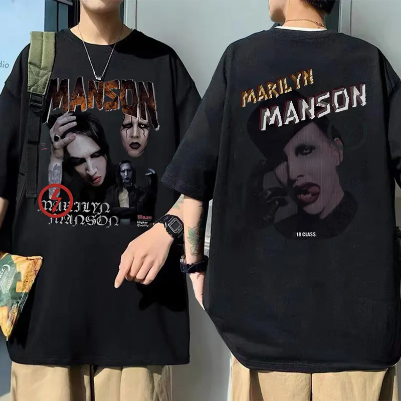 

Rock Singer Marilyn Manson Graphics Tshirt Men Women Vintage Fashion Oversized T Shirts Male Hip Hop Casual Tees Short Sleeve