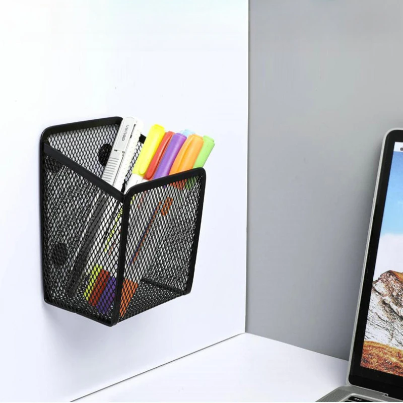 1Pc Magnetic Mesh Pencil Holder Desk Organizer Container For Office Home