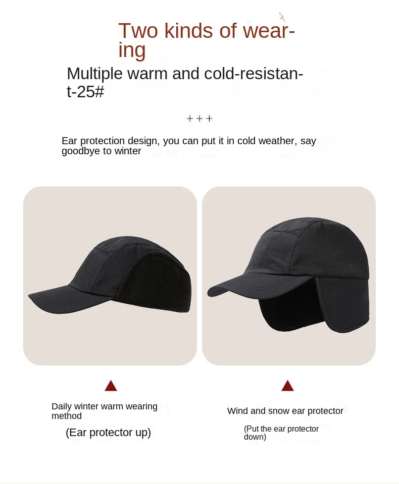 Männer Frauen Ente Zunge Kappe Herbst Winter warmer Gehörschutz wind dichter Hut gepolstert verdickt Rocker Fleece Workwear Baseball mützen – Detail 2