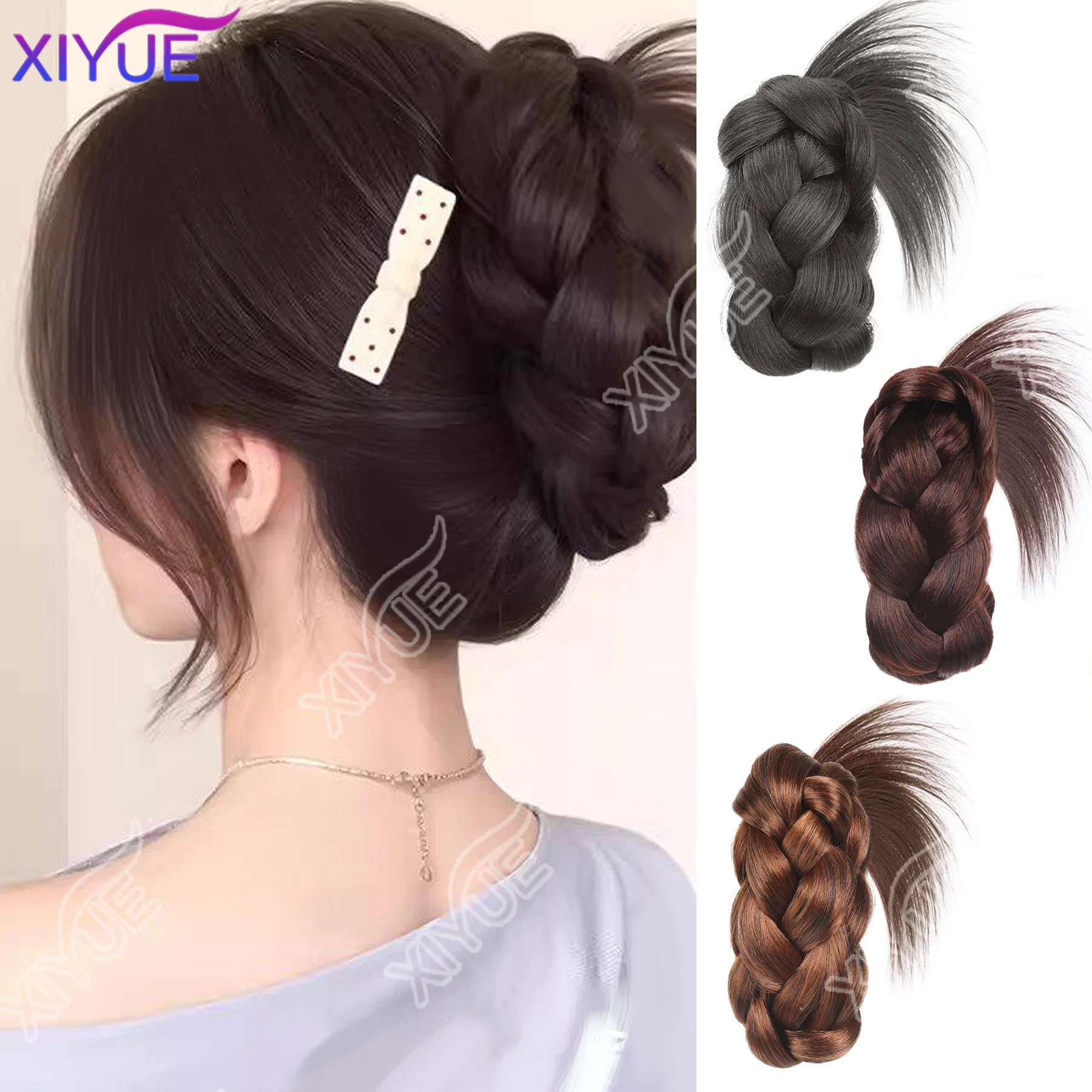 XIYUS 합성 튀김 반죽 꽈배기 모양의 닭털 머리핀 여성용 꽃봉오리 머리핀..