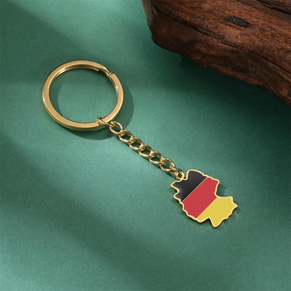 Eueavan Deutsche Karte Anhänger Schlüsselanhänger Frauen Männer Edelstahl Deutschland Flagge Ethnische Auto Schlüsselanhänger Ring Neue Trend Schmuck Geschenke – Detail 15