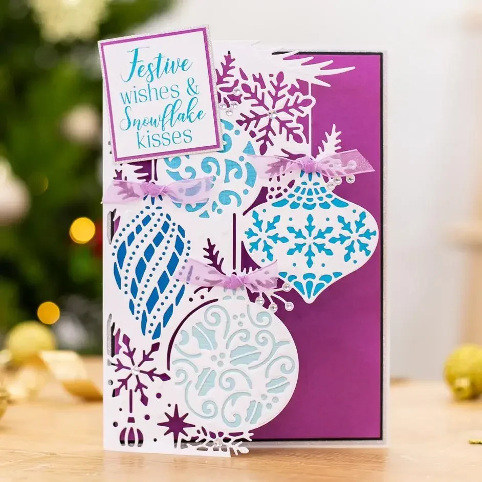 Mmao Crafts Metall-Stanzformen, Weihnachtsglocken-Randschablone für DIY Scrapbooking, Papier-/Fotokarten, Prägeformen