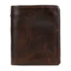 New Fashion Business Men's Wallets Genuine Leather Crazy Horse Leather Short Organizer Wallet Boy Brand Luxury Card Holder Purse 1