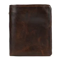 New Fashion Business Men's Wallets Genuine Leather Crazy Horse Leather Short Organizer Wallet Boy Brand Luxury Card Holder Purse 1