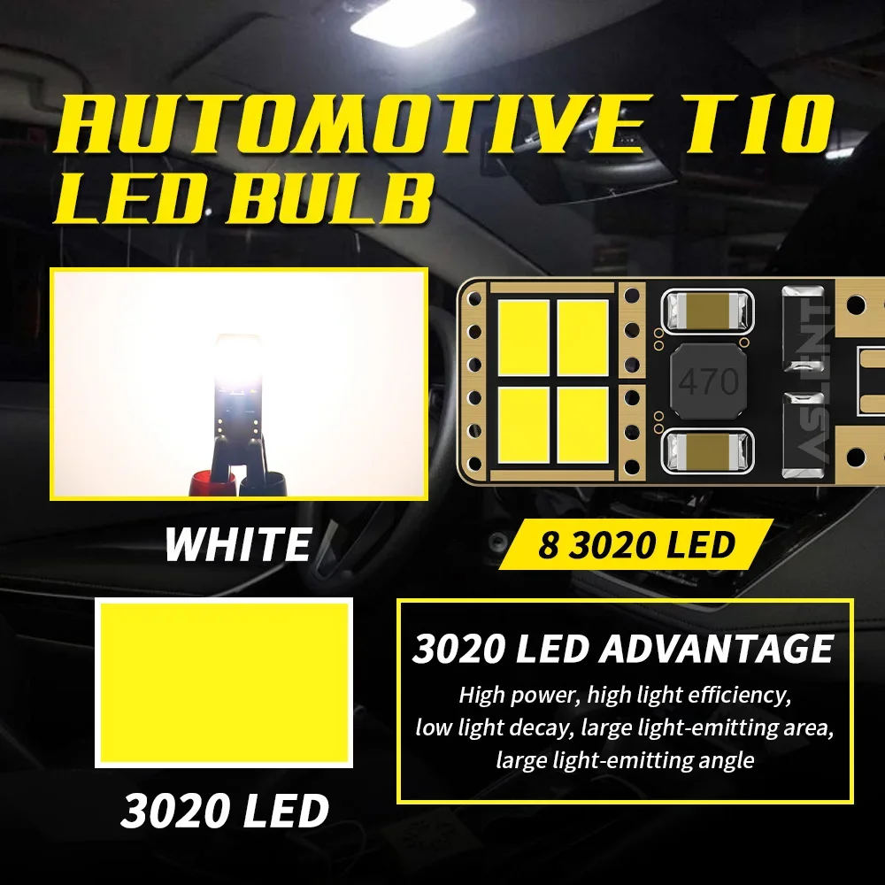 2x9-60V 12V 24V W5W T10 LED CANBUS 오류 없음 5W5 3020 슈퍼 밝은 자동차 주차 위치 조명 인테리어지도 돔 램프 6000K