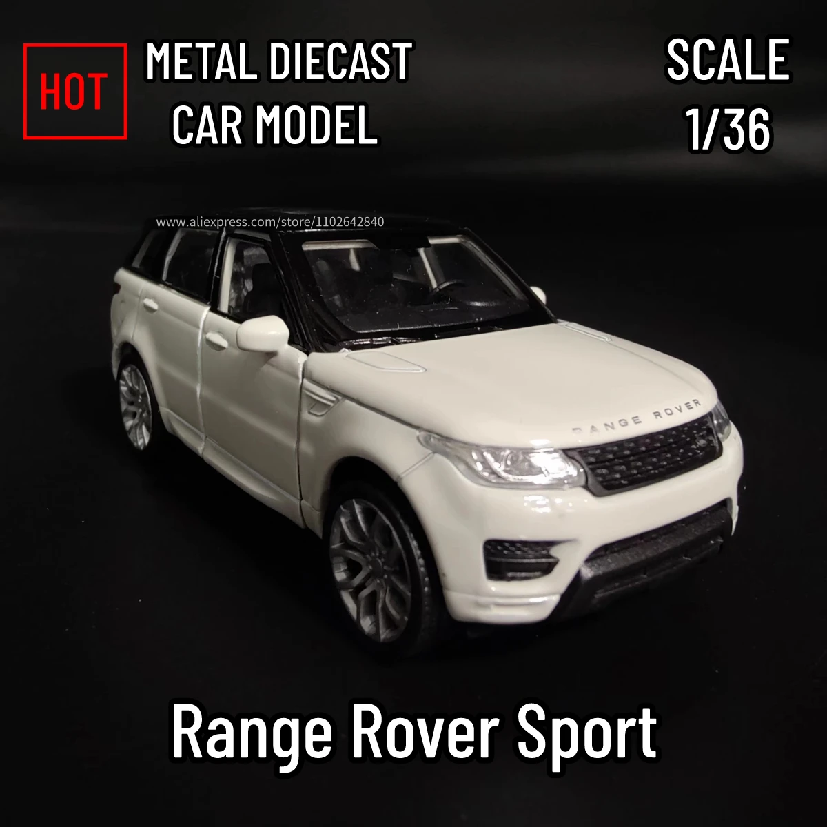 1/36 Scale Range Rover Sport SUV Car Model Replica Diecast Collection Vehicle Interior Decor Ornament Xmas Gift Kid Boy Toy