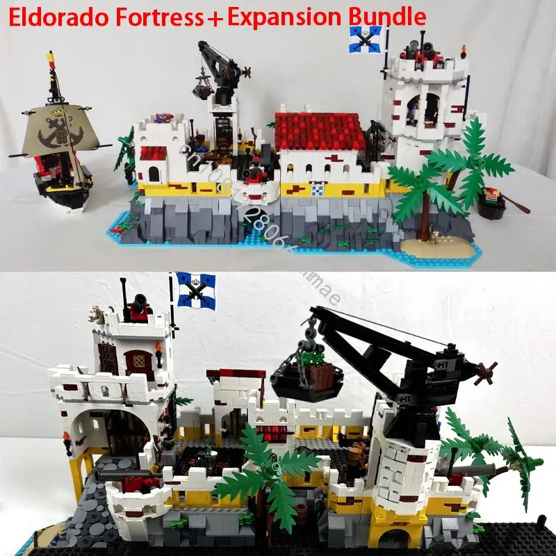 New Eldorado Fortress 10320 Central Cave Dock Tower Cave Ingresso Armory Wall Expansion Bundle Building Blocks Mattoni Giocattolo Regali