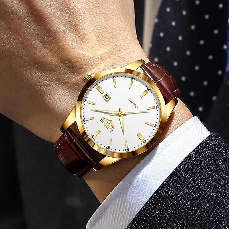 Montre Homme LIGE New Luxury Brown Leather Watch Men Fashion Business Watch Men Outdoor Sport Waterproof Quartz Men's Watches