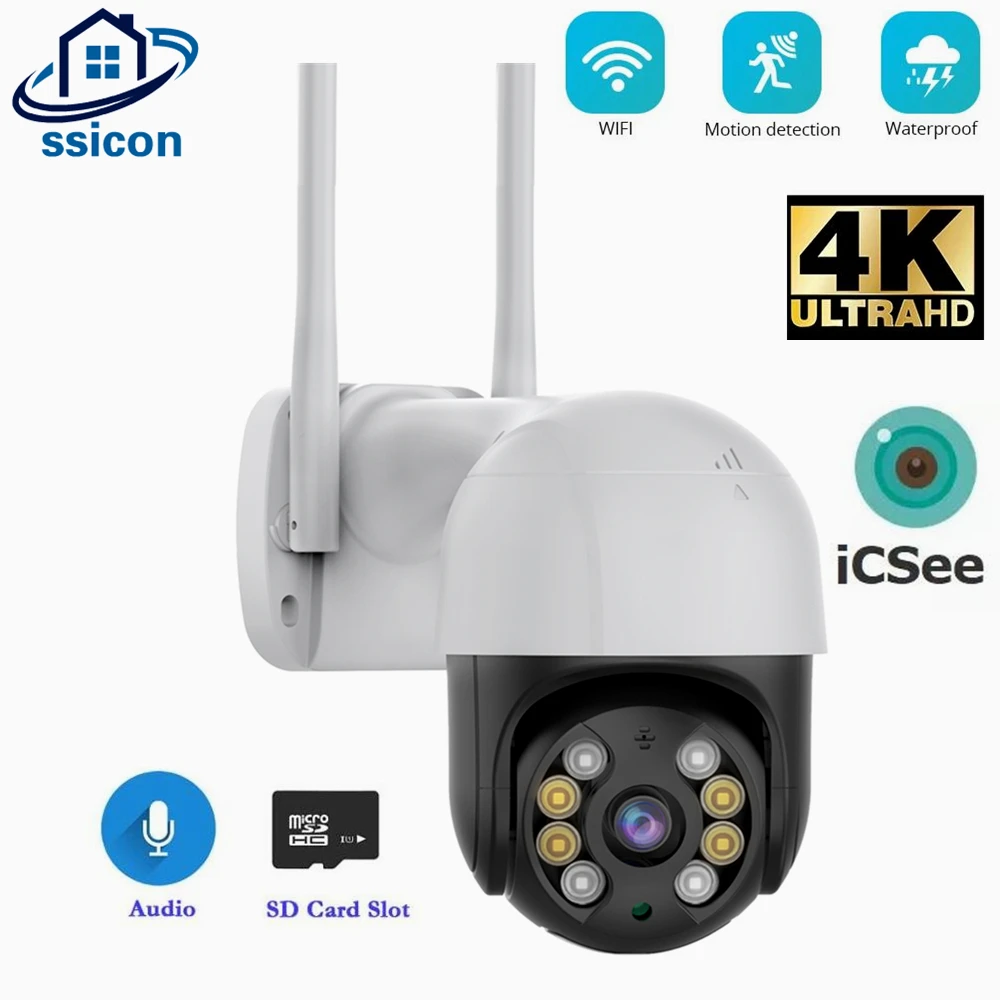 

8MP ICSee Outdoor WIFI Security Camera IP Smart Home CCTV Human Detection Waterproof Wireless Speed Dome Camera 4K