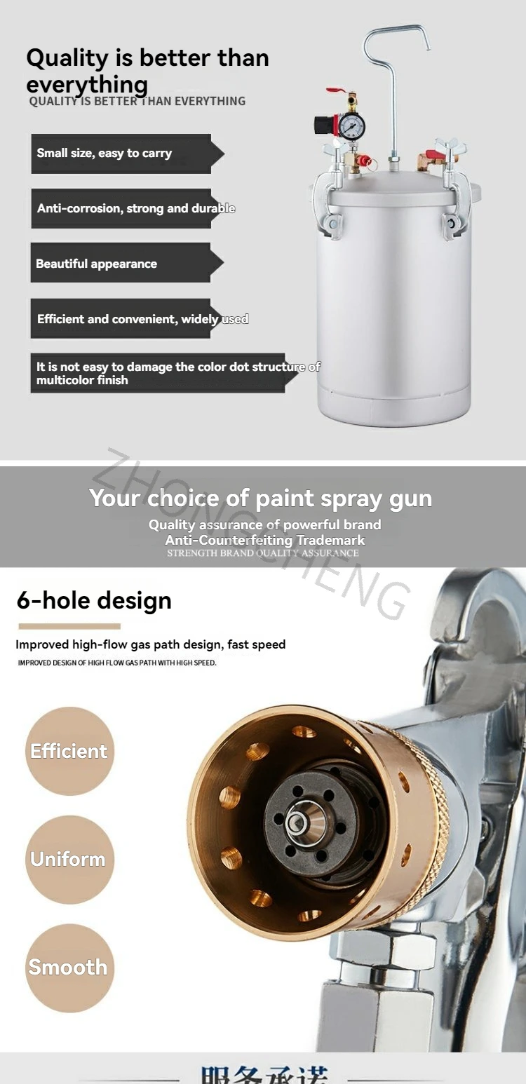 6-Hole Latex Paint 15L Spray Gun 2.0 3.0 4.0 Caliber Colorful Water Sand Paint I