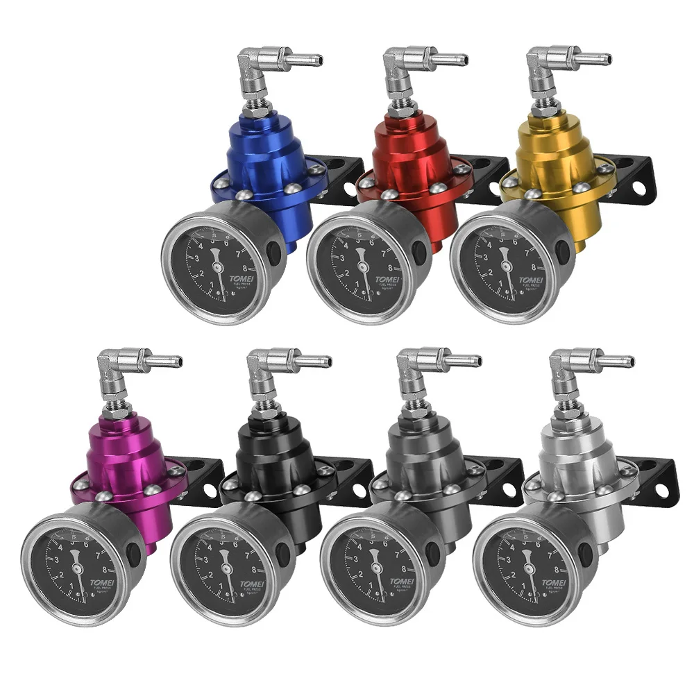 Adjustable Fuel Pressure Regulator with Gauge Kit 7 Colors Aluminum Vehicle Refitting Fuel Supercharger