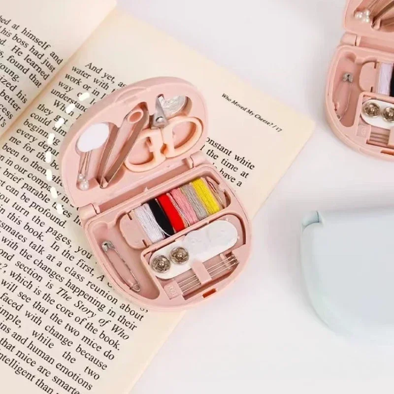 ABS Nordic Style Mini Portable Sewing Kit Pocket Size Travel Sewing Set with Essential Tools Scissor Thread Needles Buttons
