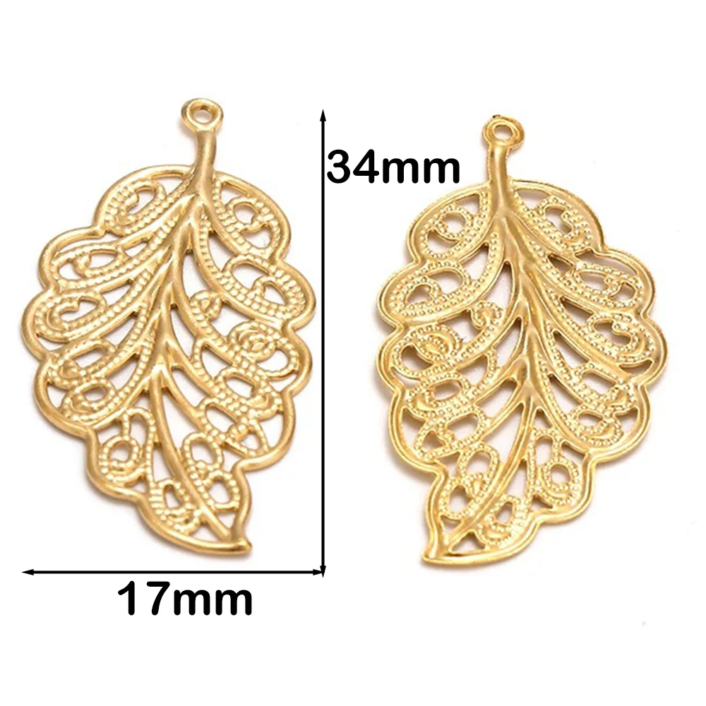20-40pcs Stainless Steel Gold Color Hollow Out Leaf Flowers Charms Pendants for DIY Jewelry Making Earrings Necklace Accessories
