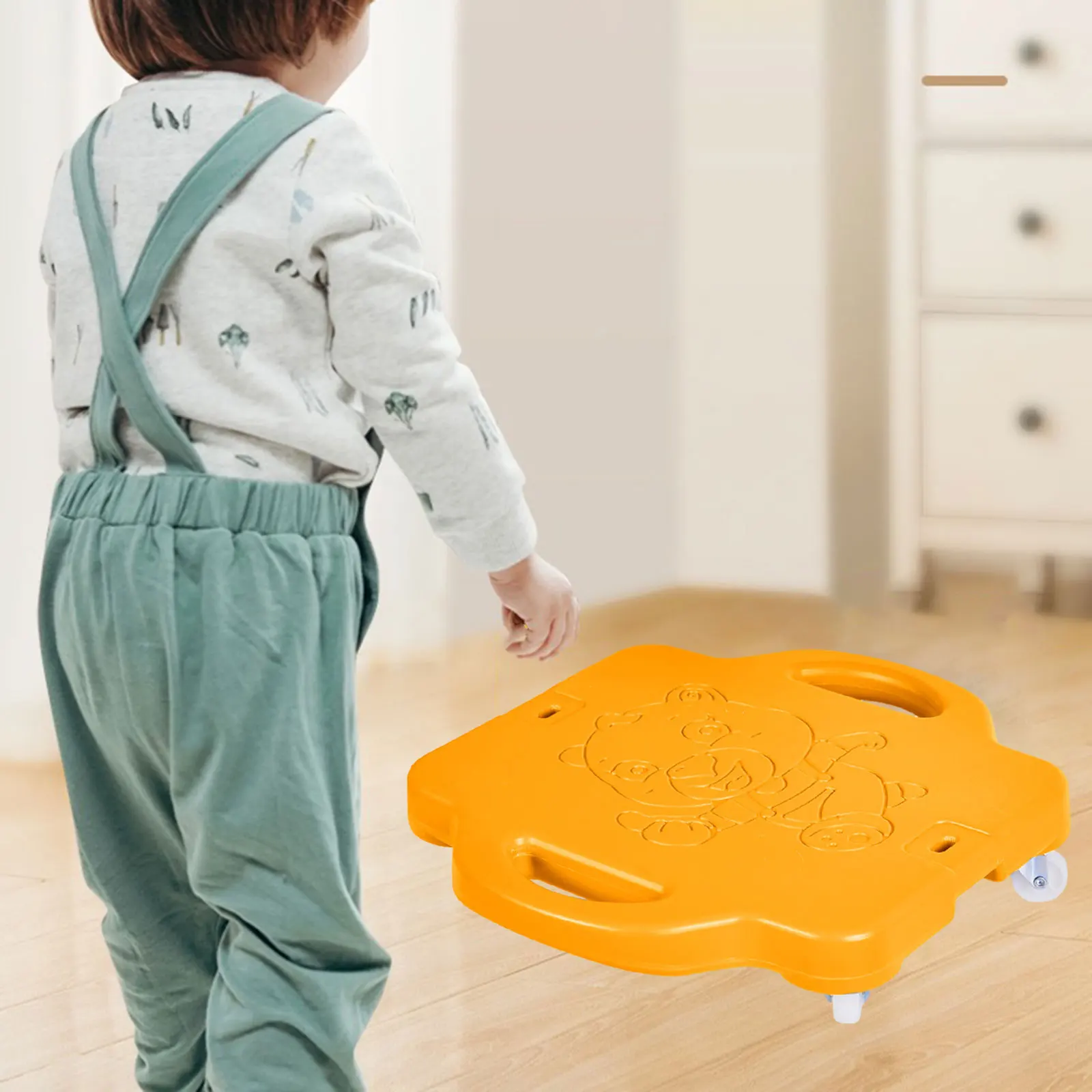 Scooter Board Multipurpose Physical Education Contoured Handles Floor Board Outdoor Scooter Rocker Training Equipment