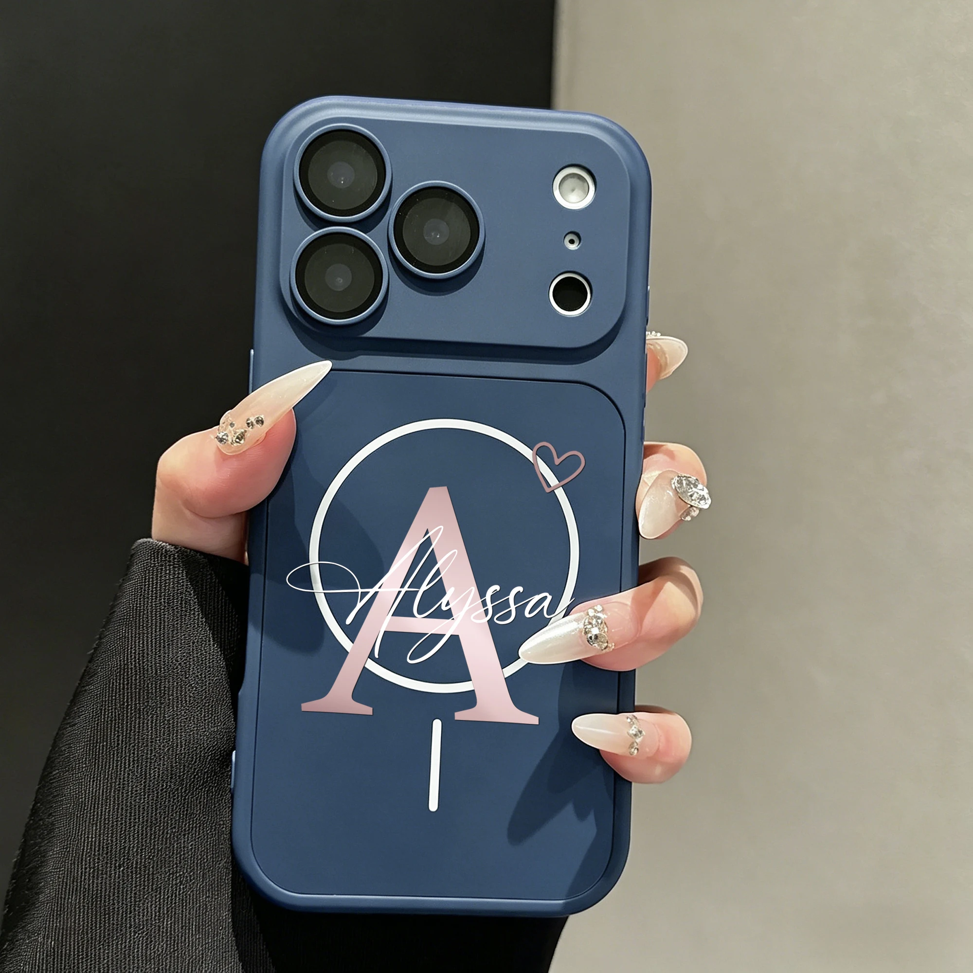 Personalized Custom Name Big Letter with Heart Luxury Phone Case