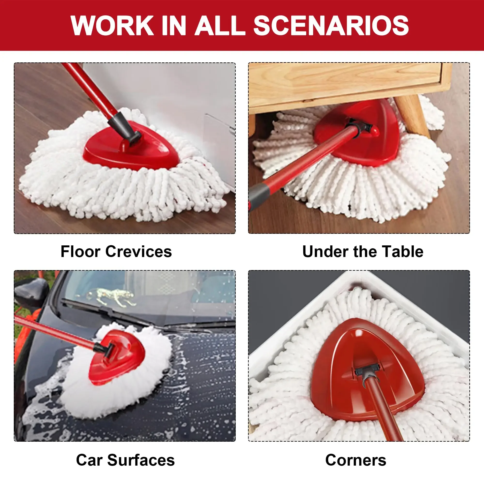 White Mop Head Cloth Replacement Microfiber Mop Refills Spin Cloth Replacement Head for Vileda O-cedar Heads