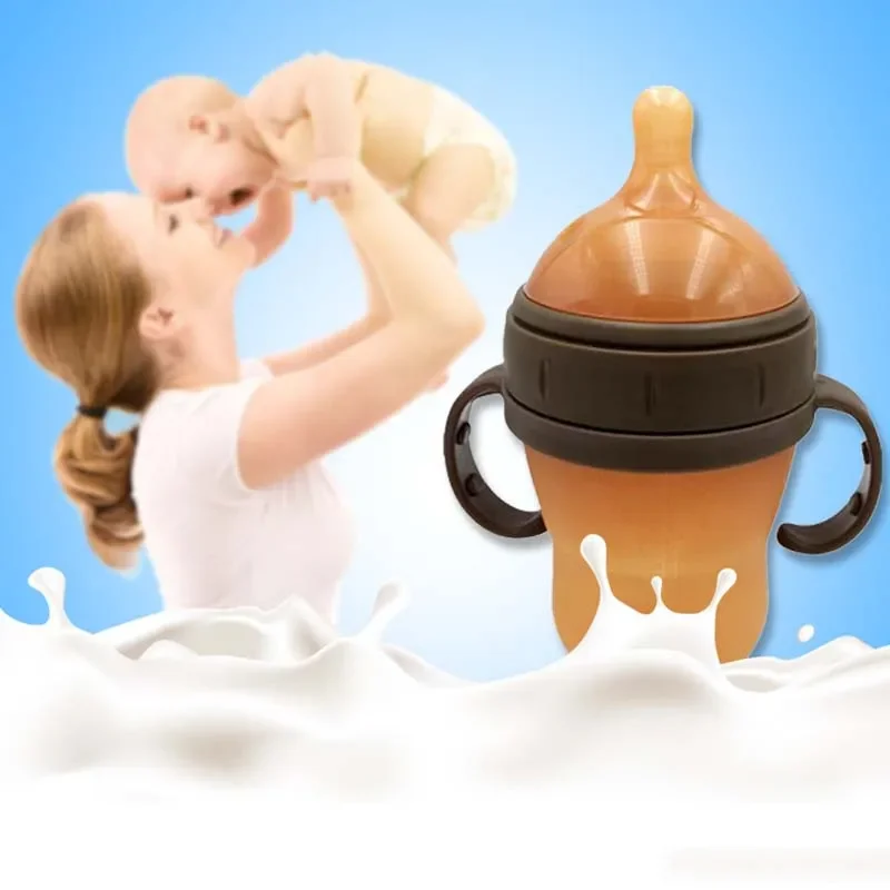 Kid Feeding Bottle Silicone Bottle Anti Colic Air Vent Wide Neck Natural Nursing Feeding for Newborn ببرونه حليب الرضع