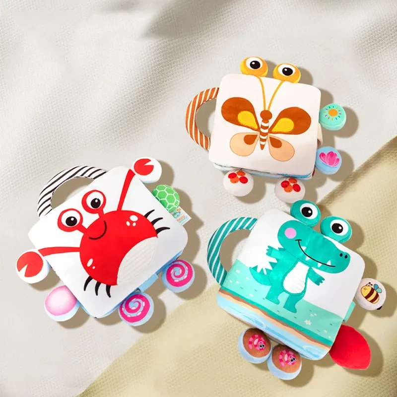 

Montessori Baby Rattle Book Toys Soft Crinkle Touch and Feel Sensory Books for Babies Infants Early Development Educational Toys