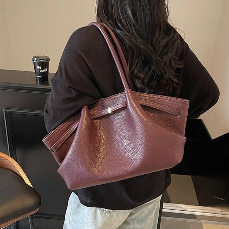 2026 New Lychee Pattern Underarm Shoulder Bags For Women Soft PU Leather Large Capacity Mini Tote Bag Luxury Designer Handbags