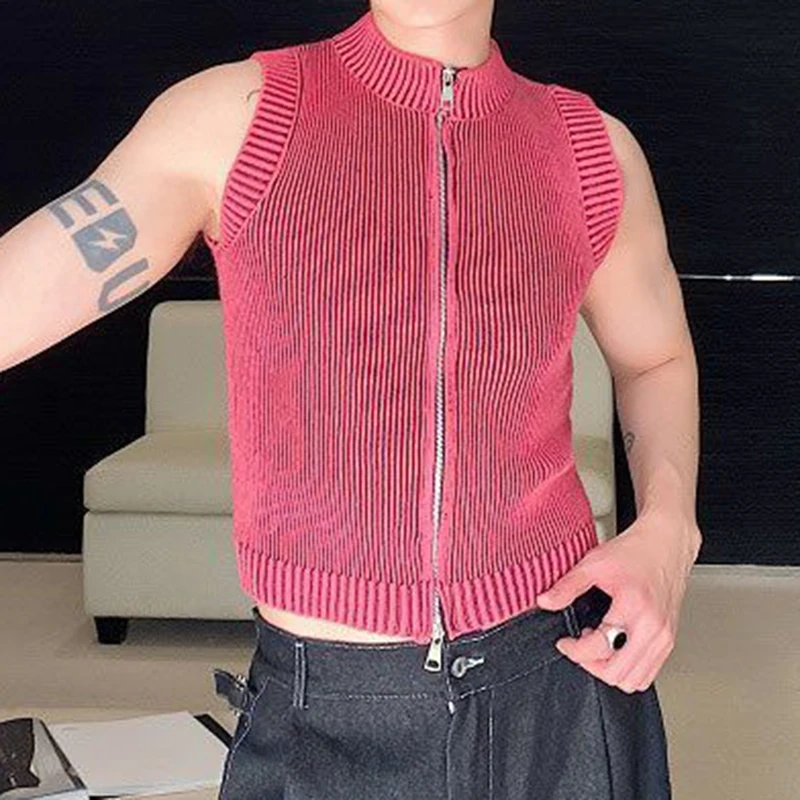 

Женская Трикотажная майка на молнии, с воротником-стойкой