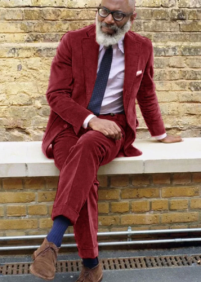 Corduroy Men's Suit Single Breasted Comfortable Two Piece Set Commuting Casual Fashion Business Male Full Workwear Wedding