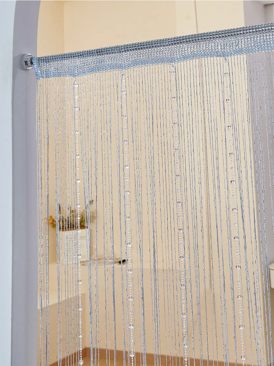 Crystal bead string curtain 1X2 M Tassel fringe door curtain for white salon and sheer wedding decoration living room divider 4