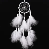 55cm White Dream Catcher Net with Feathers Handmade Wall Hanging Car Ornament Craft Home Decoration Decor Wind Chimes Dropship 1