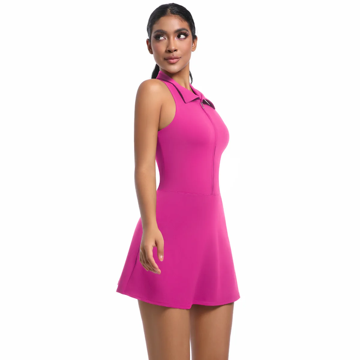 New Skinny Slimming High Waist Lapel Sports Dress Running Golf Tennis Yoga Clothes Suit Women