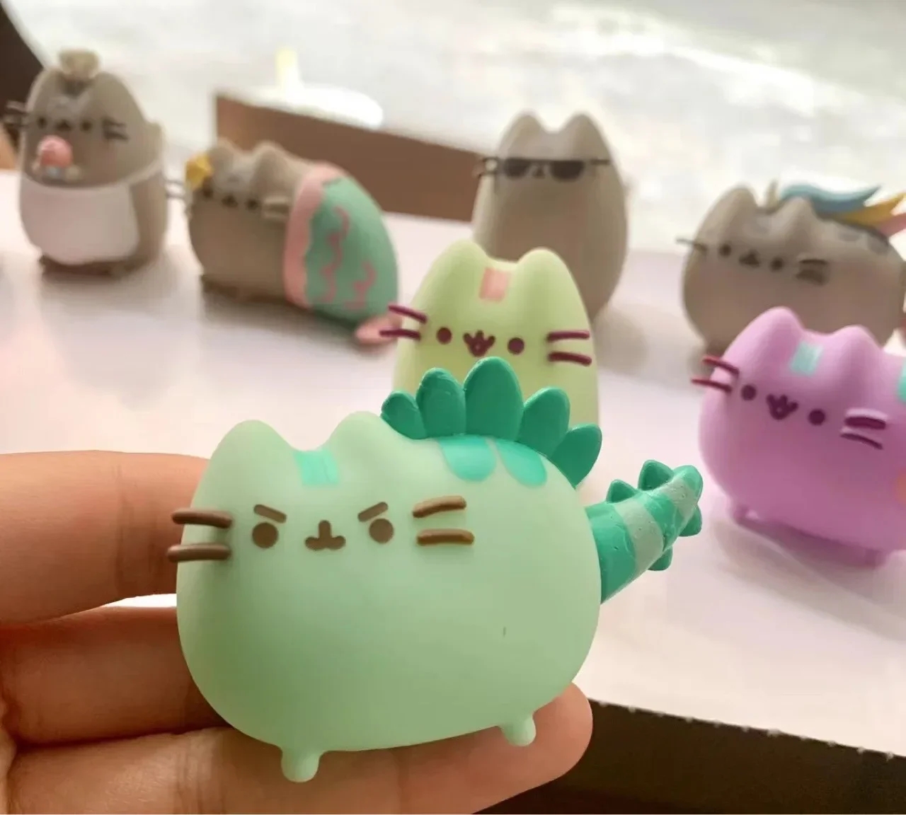 Cute pusheened the cat figure model toys doll ornament crafts miniature figurines miniature ornament anime figure toy cat toy ornaments cat figurine decoration sleeping cats doll cat figurines 1 pcs Houseware Decoration Crafts Birthday Gift For Kids