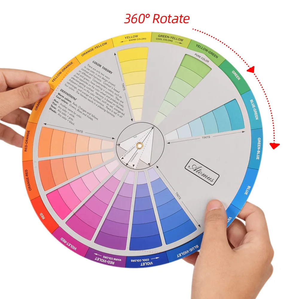 12/18 Colors Tattoo Colors Wheel Pigment Paper Card Supplies Three-tier Mix Guide Central Circle Rotate Tattoo Accessories