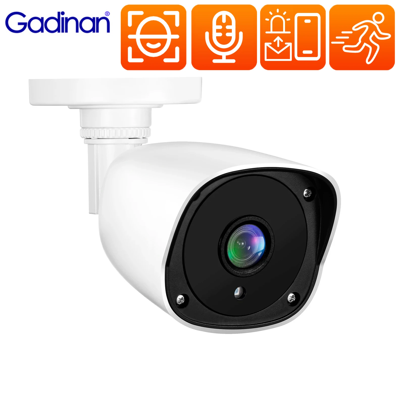 

Gadinan IP Camera HD 4K 8MP 5MP 4MP Outdoor Waterproof Night Vision Bullet Camera AI Human Body Detection Alarm Audio POE H.265+