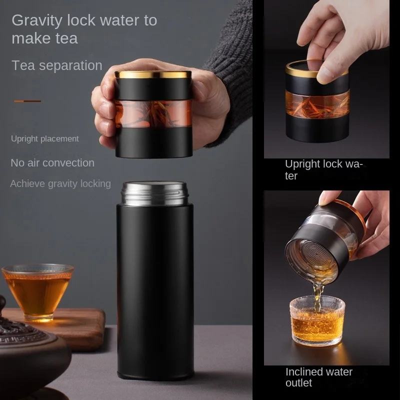 Transparent Glass Cup Thermos Cup, Double Glass Insulated Cup Vacuum Flask,  Office Business Tea Cup with Handle 360ML