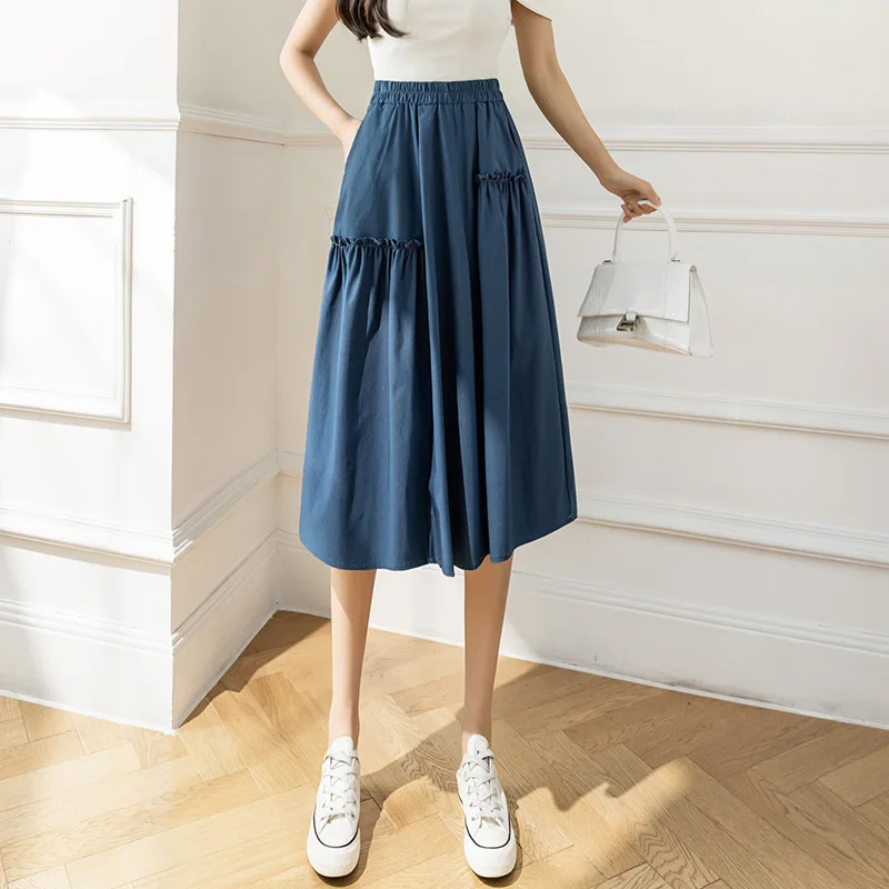 Irregular Cotton Numbness Ear Stitching Skirt Women's Spring Summer 2022 New Mid-length Big Swing Hip Umbrella Skirt tweed skirt Skirts